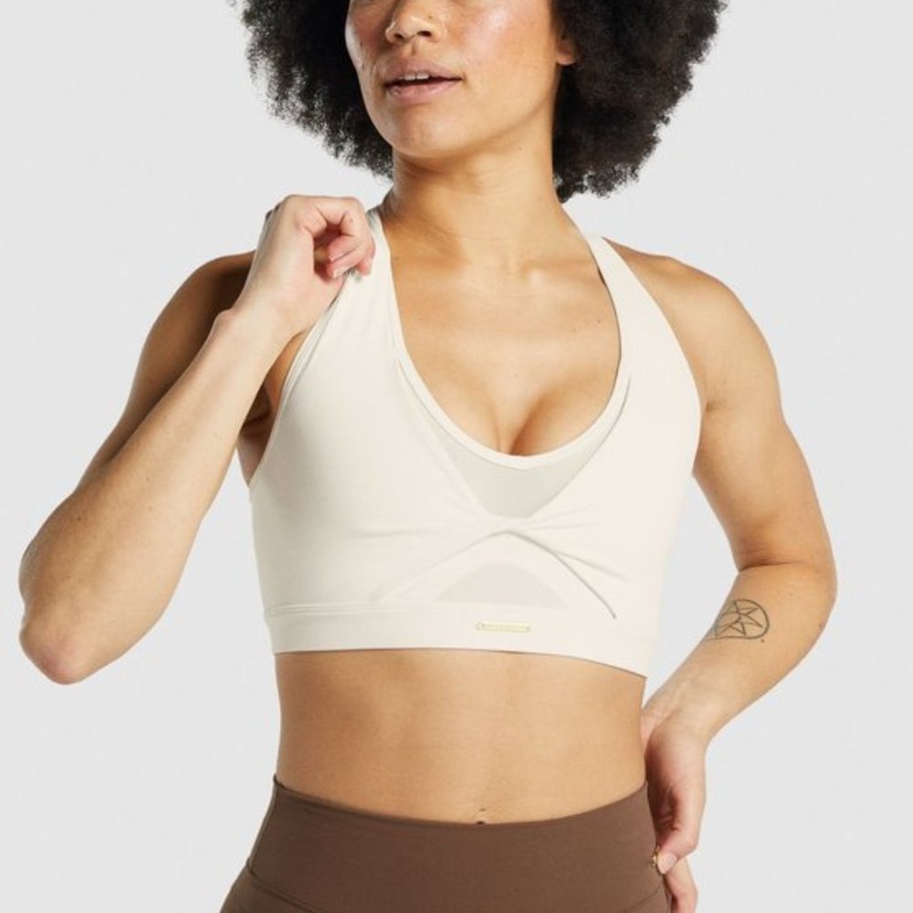Gymshark x Whitney v3 Mesh Sports Bra Unbleached Size S